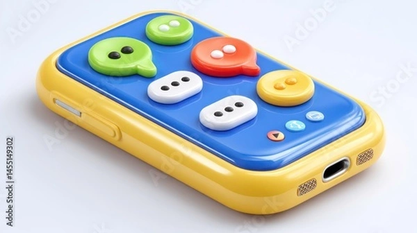 Obraz A colorful toy phone with interactive buttons and symbols ideal for educational or playful des