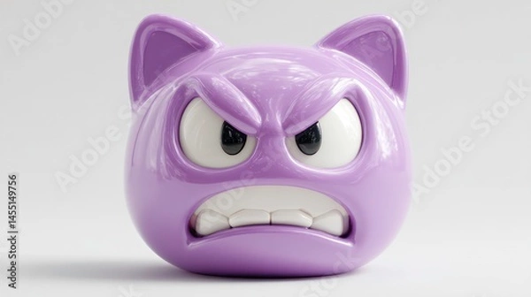 Obraz A glossy purple creature with an angry expression featuring large eyes and prominent teeth id
