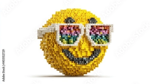Obraz A pixelated smiley face crafted from colorful building blocks showcasing creativity and fun fo