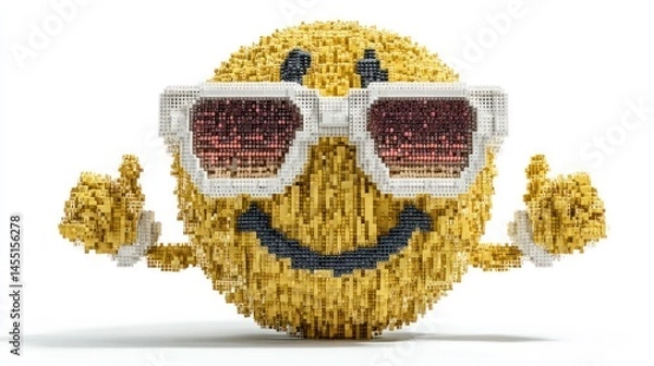 Obraz A cheerful pixelated character wearing sunglasses and a big smile ideal for fun and playful de