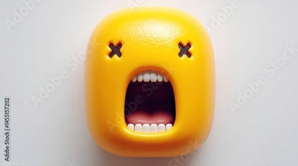 Obraz An expressive emoji with a wideopen mouth and crossed eyes conveying shock or surprise