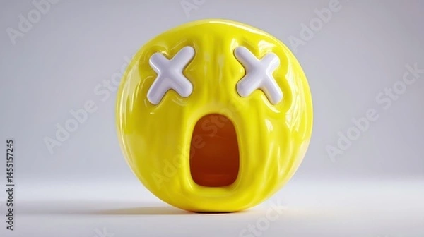 Obraz Emoji with X Eyes and Open Mouth Expressive Yellow Face for Emotions Reactions and Social Me
