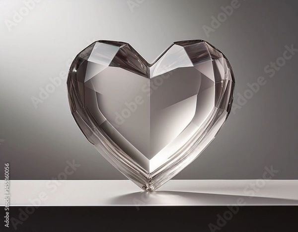 Fototapeta elegant crystal heart display on minimalist background