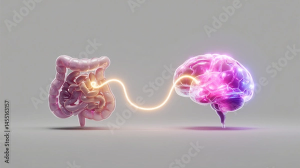 Fototapeta Gut brain connection concept with light link
