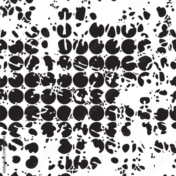 Fototapeta A dense of overlapping black circular shapes covers a white background.