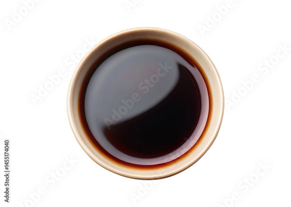 Obraz Overhead View of a Small Bowl of Dark Soy Sauce