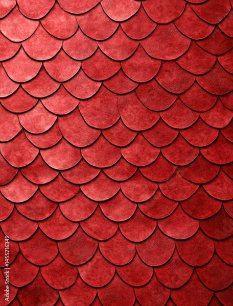 Fototapeta A stunning close-up of a layered red scale pattern, showcasing rich texture and depth, perfect for design inspiration or as a striking background for various creative projects.