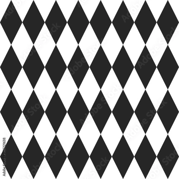 Fototapeta Checkered harlequin diamond seamless background pattern vector in black and white