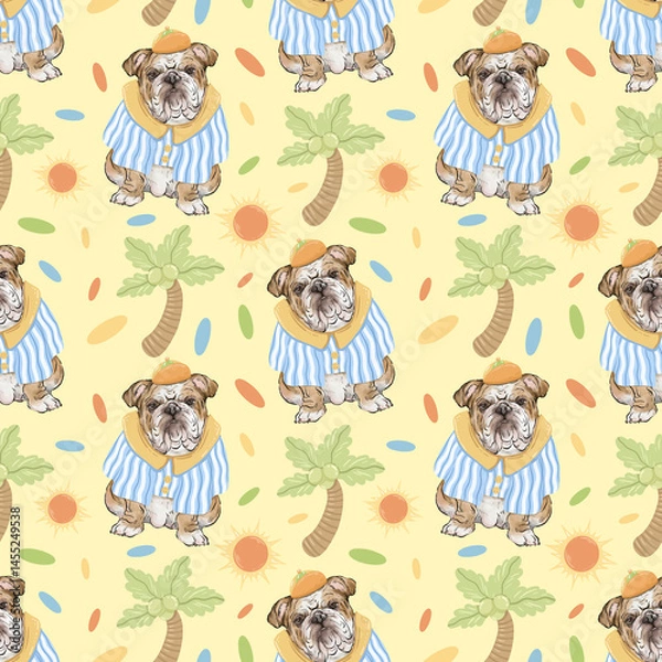 Fototapeta seamless pattern with Bulldog