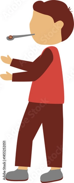 Obraz Cartoon Boy Performing a Simple Magic Trick