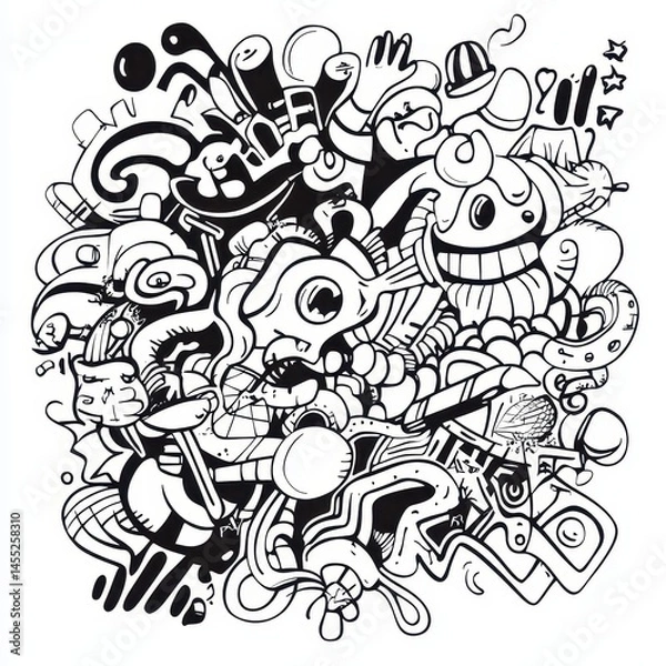 Fototapeta Colorful doodle with playful shapes