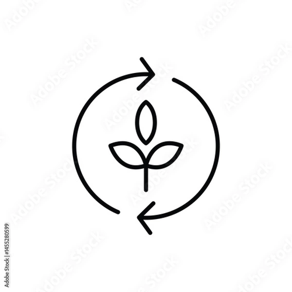 Obraz Reforestation icon. Simple outline style. Tree, plant with circle cycle, ecosystem, sustainable, restore, forest, environment concept. Thin line symbol. Vector illustration isolated.