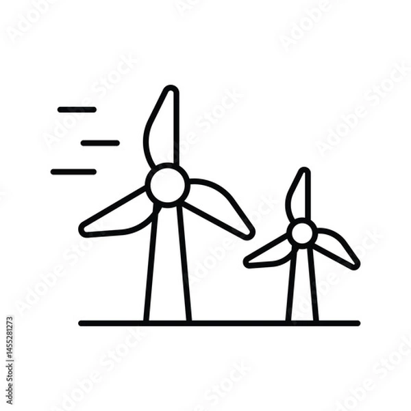 Obraz Wind turbine icon. Simple outline style. Windmill, wind power, working from power of wind, energy converter, renewable energy concept. Thin line symbol. Vector illustration isolated.