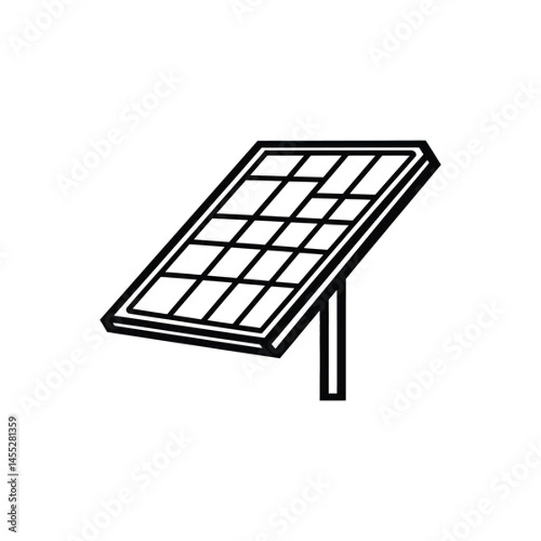 Fototapeta Solar Panel Icon with Renewable Energy Source on White