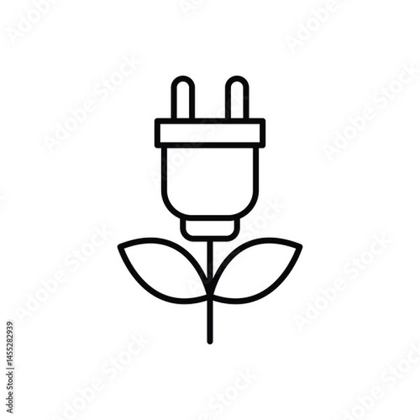 Obraz Eco plug icon. Simple outline style. Eco power, green energy, save power, sustainable, electric, leaf, ecological, environment concept. Thin line symbol. Vector illustration isolated.