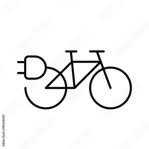 Obraz Electric bicycle icon. Simple outline style. Electrical bike and plug charging, eco friendly electro cycle vehicle concept. Thin line symbol. Vector illustration isolated.