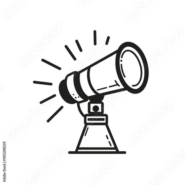 Fototapeta Telescope with Transparent Background, Astronomy Tool, Hand Drawn Telescope, Style