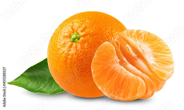 Fototapeta Tangerine. Mandarin isolated on transparent background.