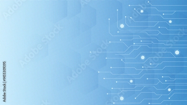 Fototapeta Modern light blue background featuring circuit line elements and dotted texture perfect for digital technology themes presentations web interfaces and tech branding