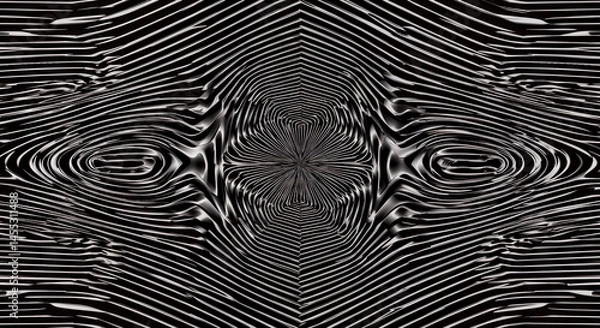 Obraz Abstract Black and White Psychedelic Pattern: A Kaleidoscopic Visual Journey