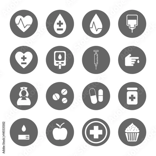 Obraz diabetes icons set