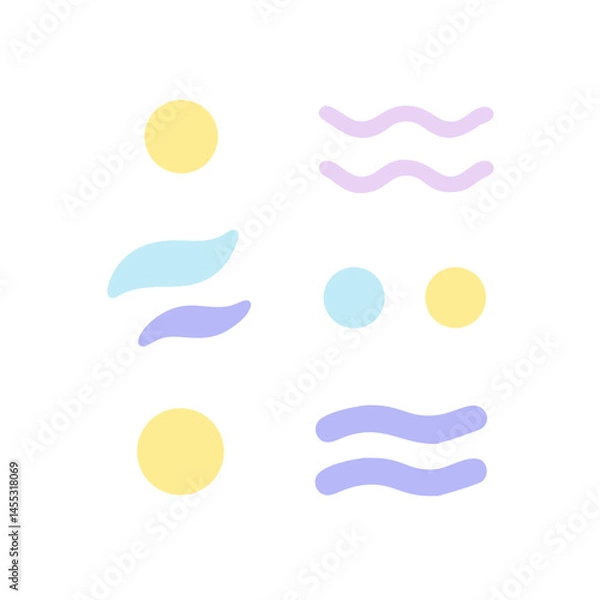 Fototapeta Abstract Pastel Shapes On Black Background Playful Graphic Design Element