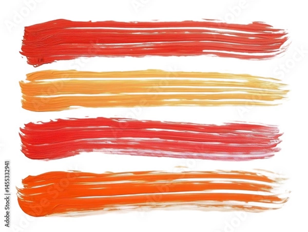 Fototapeta Abstract Brushstroke Illustration With Orange And Red Strokes On Transparent Background