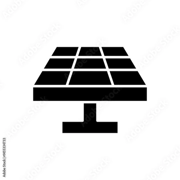 Obraz Solar panel icon. Simple solid style. Solar power, sun, renewable energy, cell, heat, light, battery, electric, technology concept. Black silhouette, glyph symbol. Vector illustration isolated.