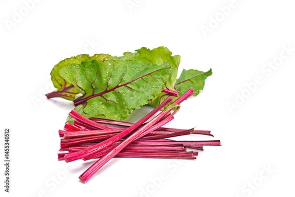 Fototapeta Organic beetroot with stem isolated on white background.