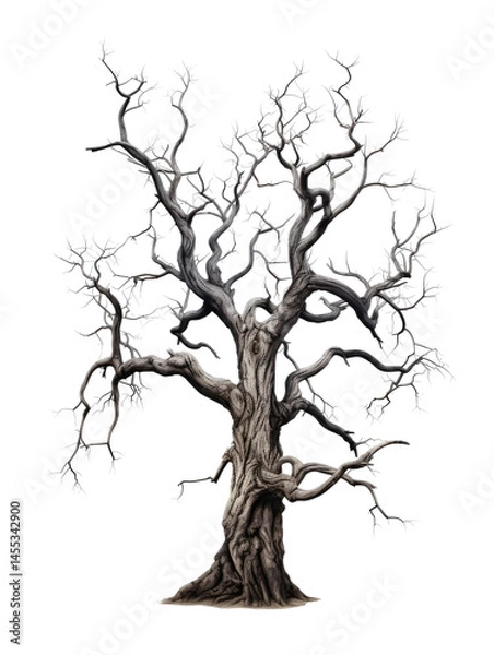 Fototapeta  Leafless Old Spooky Tree on transparent background
