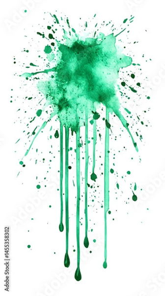 Fototapeta Abstract Green Ink Splash Illustration With Transparent Background