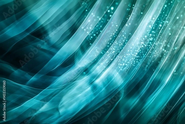 Obraz Swirling turquoise abstract lines intertwine with a sparkle effect, creating an ethereal and dynamic visual