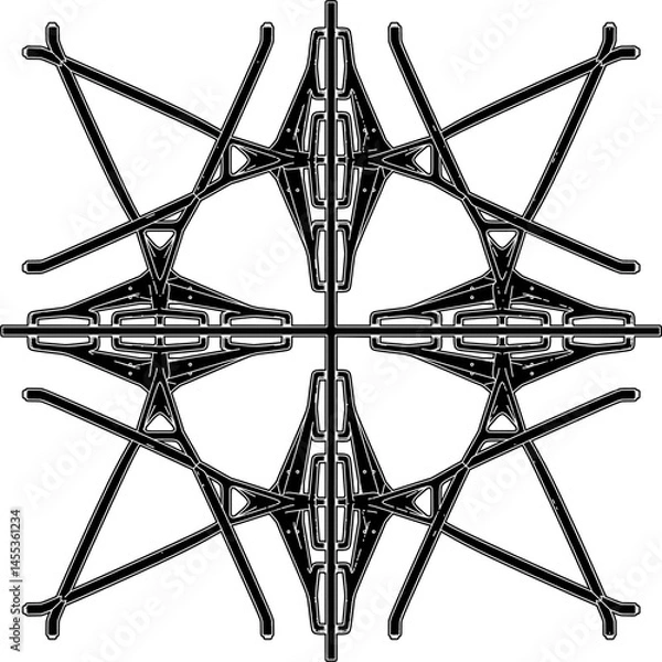 Fototapeta Abstract Construction Structure Vector. Silhouette Illustration Of Architectural Construction Isolated On White Background.