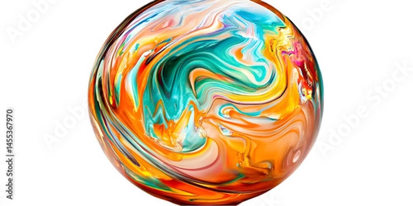 Fototapeta Abstract Illustration Of A Colorful Swirling Orb On Transparent Black Background