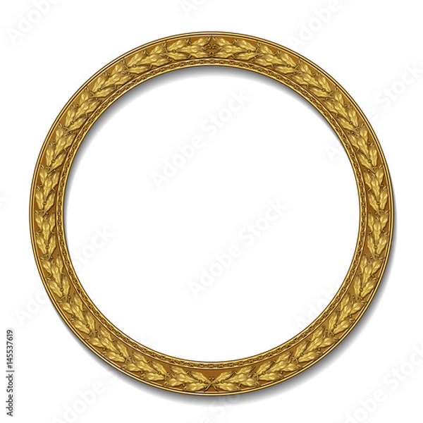 Fototapeta round frame gold color with shadow
