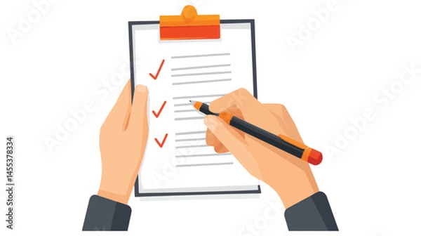 Obraz hand with pen and clipboard