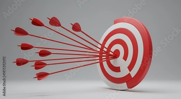 Obraz Achieving Success: Arrows Hitting the Bullseye