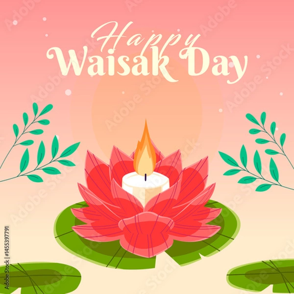 Fototapeta Design Poster Happy Waisak Day 2025  template design element vector square
