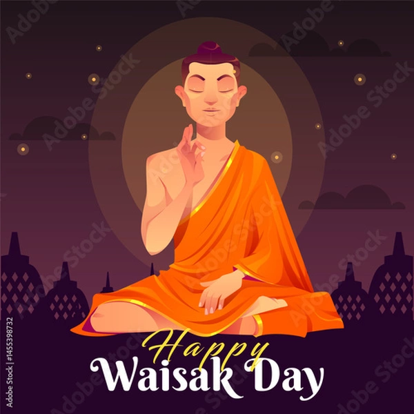 Fototapeta Design Poster Happy Waisak Day 2025  template design element vector square