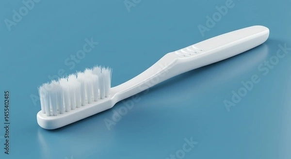 Fototapeta White Toothbrush on Blue Background