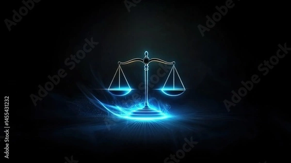 Fototapeta Symbolic scales of justice in a luminous display.