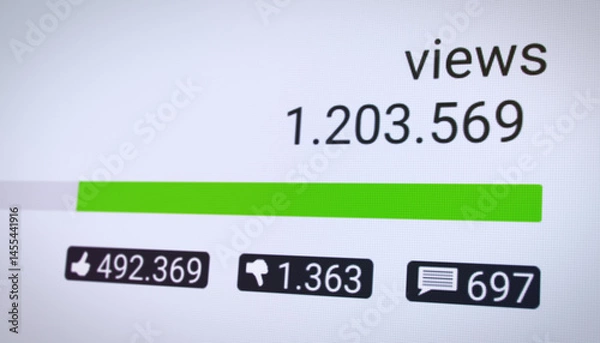 Fototapeta Illustration of a counter for views with like, dislike and comment counter - social media.