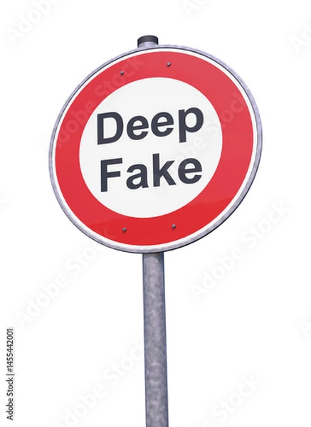 Fototapeta 3d rendering of a prohibition  traffic sign with the message deep fake - banned symbol - isolated.