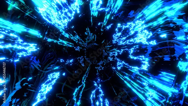 Fototapeta VJ トンネル ワープ 炎 スピード 青 [別Verあり]