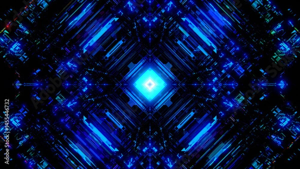 Fototapeta クリスタル 屈折 トンネル アブストラクト VJ 青 [別Verあり]