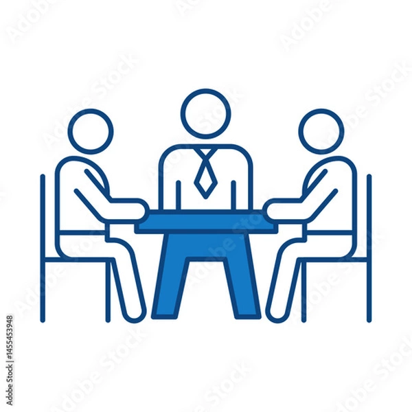 Fototapeta Meeting Blue Line Icon. Business, Strategy, Success Editable Stroke Vector Illustration