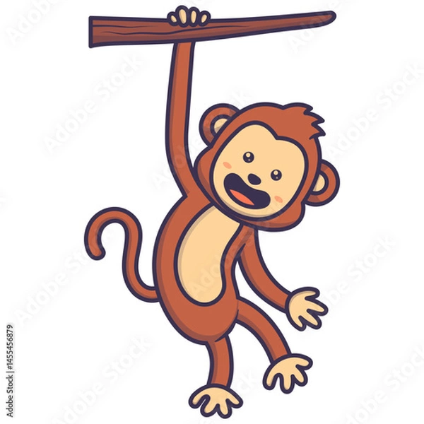 Fototapeta Cute Circus Monkey Character. Isolated on White Background.