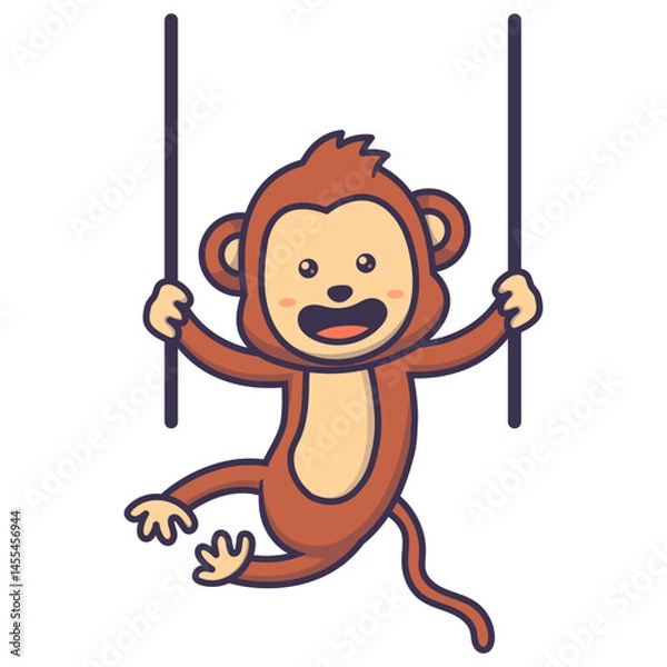 Fototapeta Cute Circus Monkey Character. Isolated on White Background.