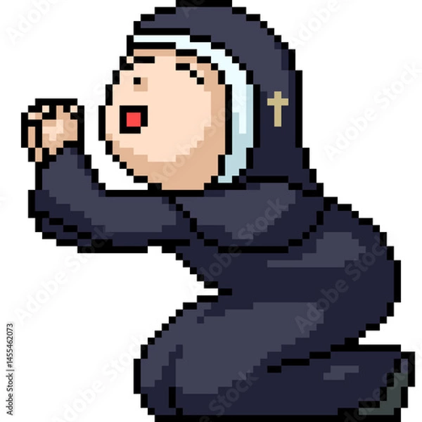 Obraz pixel art of nun prist pray to god