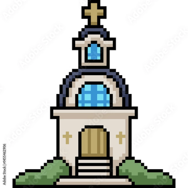 Obraz pixel art of town building holy church